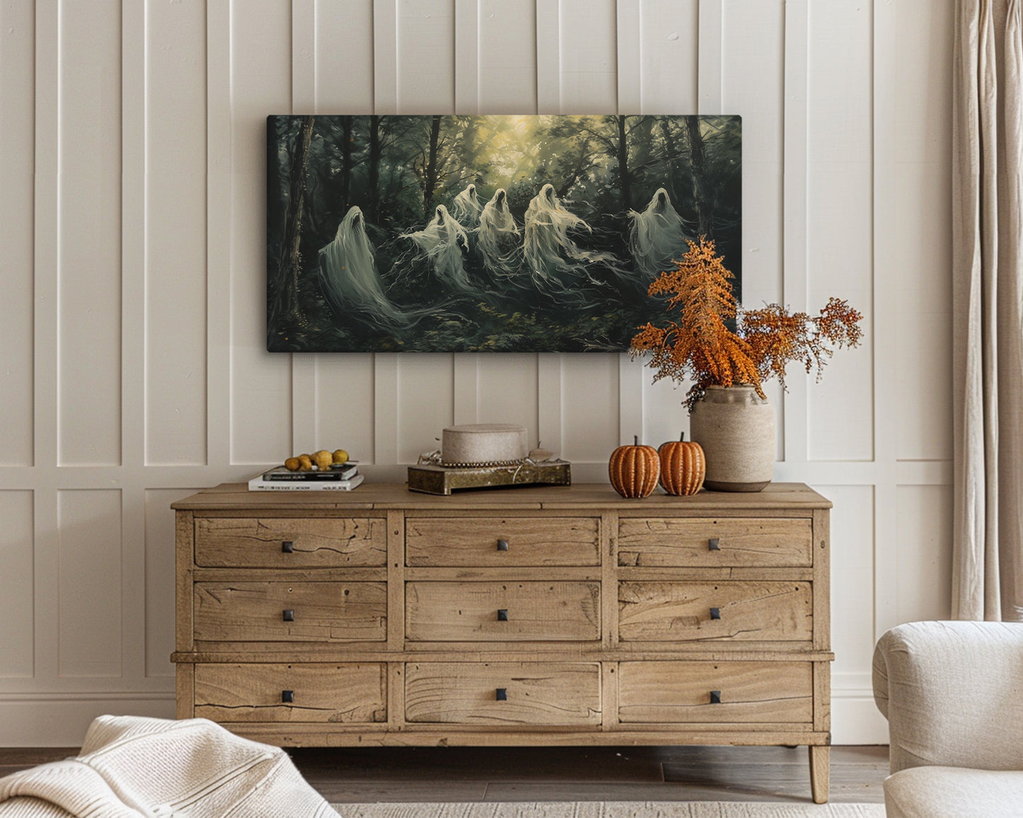 Ghosts in Forest Gathering Impressionist Canvas Print Wall Art