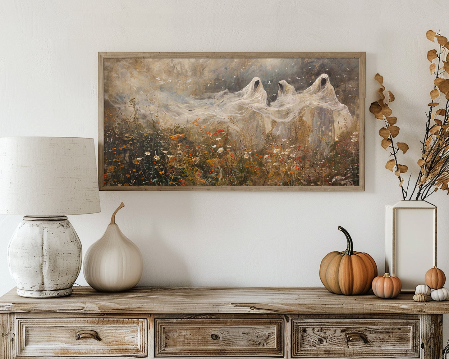 Faceless Ghosts in Wildflower Meadow - Autumn Spirit Canvas Print