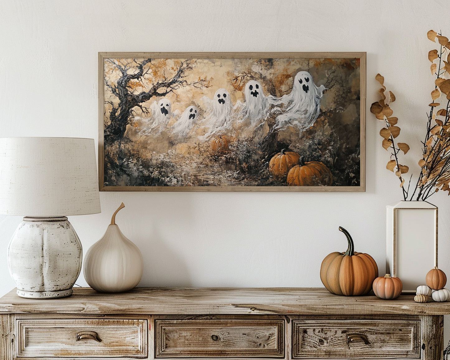 Spooky Ghosts Impressionist Painting Canvas Print Wall Art