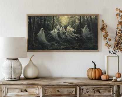 Ghosts in Forest Gathering Impressionist Canvas Print Wall Art