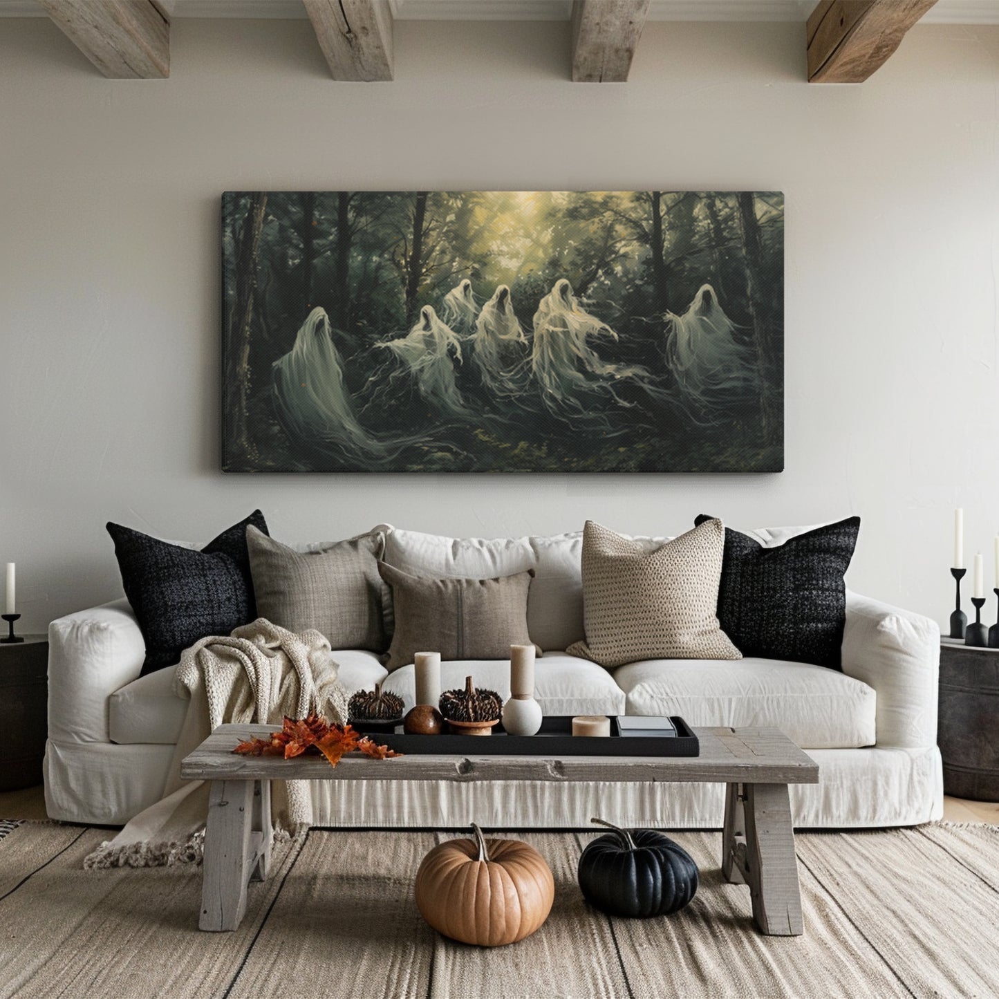 Ghosts in Forest Gathering Impressionist Canvas Print Wall Art