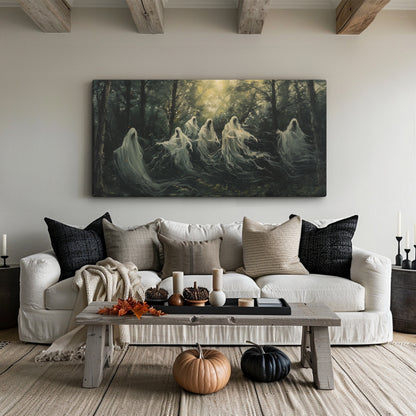 Ghosts in Forest Gathering Impressionist Canvas Print Wall Art