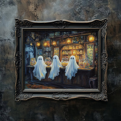 Cute Ghost Candy Shop – 5:4 Ratio Canvas Wall Art