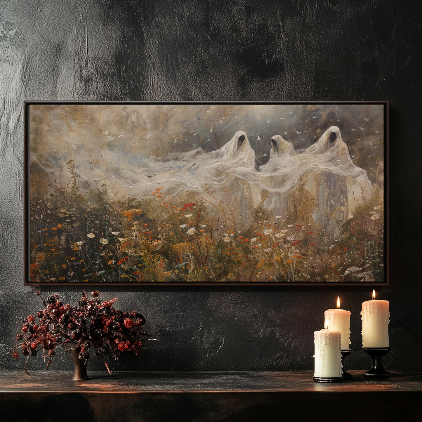 Faceless Ghosts in Wildflower Meadow - Autumn Spirit Canvas Print