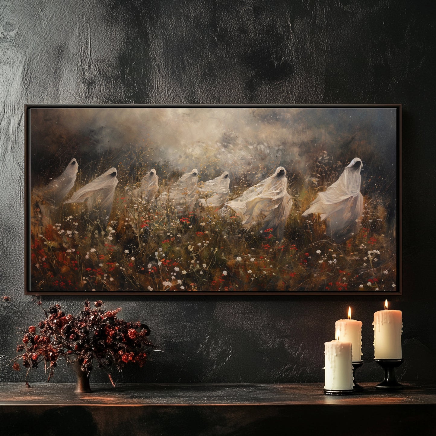 Faceless Ghosts in Autumn Wildflower Meadow - Spirit Canvas Print