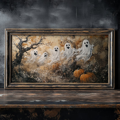 Spooky Ghosts Impressionist Painting Canvas Print Wall Art