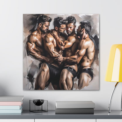 Muscled Male Group Wall Art | Matte Canvas Stretched 1.25"