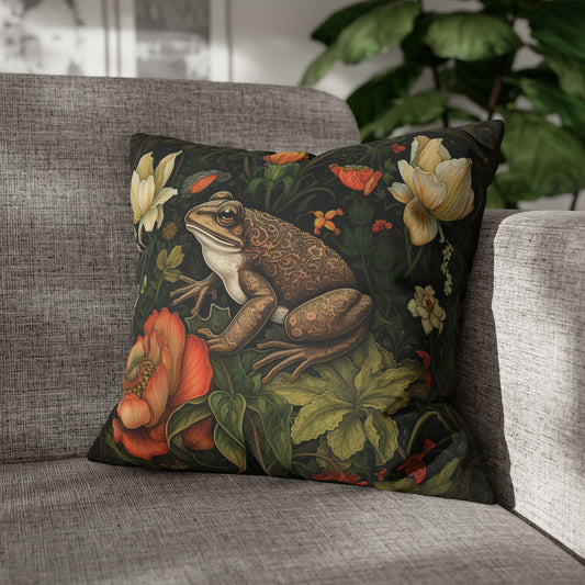 Frog in Floral Garden Pillow William Morris Inspired