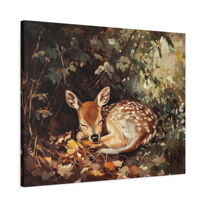 Sleeping Baby Deer in Autumn – 5:4 Ratio Canvas Wall Art