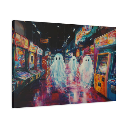 Ghost in Arcade Game Shop – Halloween Canvas Wall Art