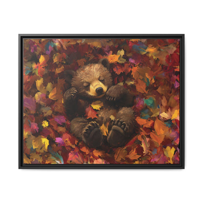 Sleeping Baby Bear in Autumn – 5:4 Ratio Canvas Wall Art