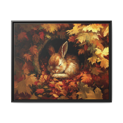 Sleeping Baby Bunny in Autumn – 5:4 Ratio Canvas Wall Art