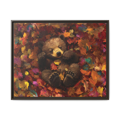 Sleeping Baby Bear in Autumn – 5:4 Ratio Canvas Wall Art