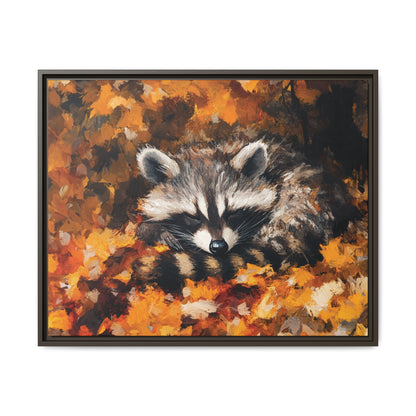 Sleeping Baby Raccoon in Autumn – 5:4 Ratio Canvas Wall Art