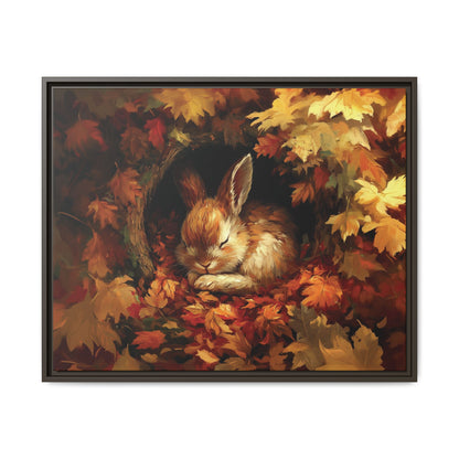 Sleeping Baby Bunny in Autumn – 5:4 Ratio Canvas Wall Art