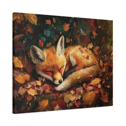 Sleeping Baby Fox in Autumn – 5:4 Ratio Canvas Wall Art