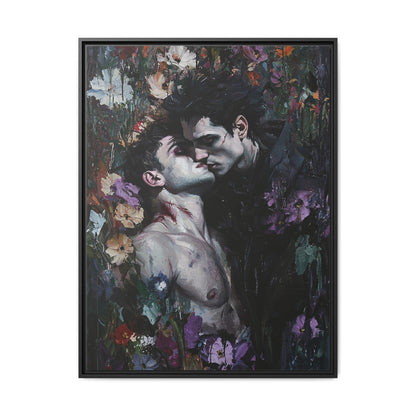 Gothic Gay Art Vampire Lovers Kissing Canvas Print Dark Romantic Decor