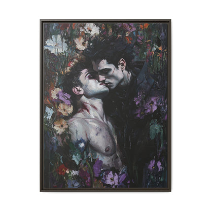 Gothic Gay Art Vampire Lovers Kissing Canvas Print Dark Romantic Decor