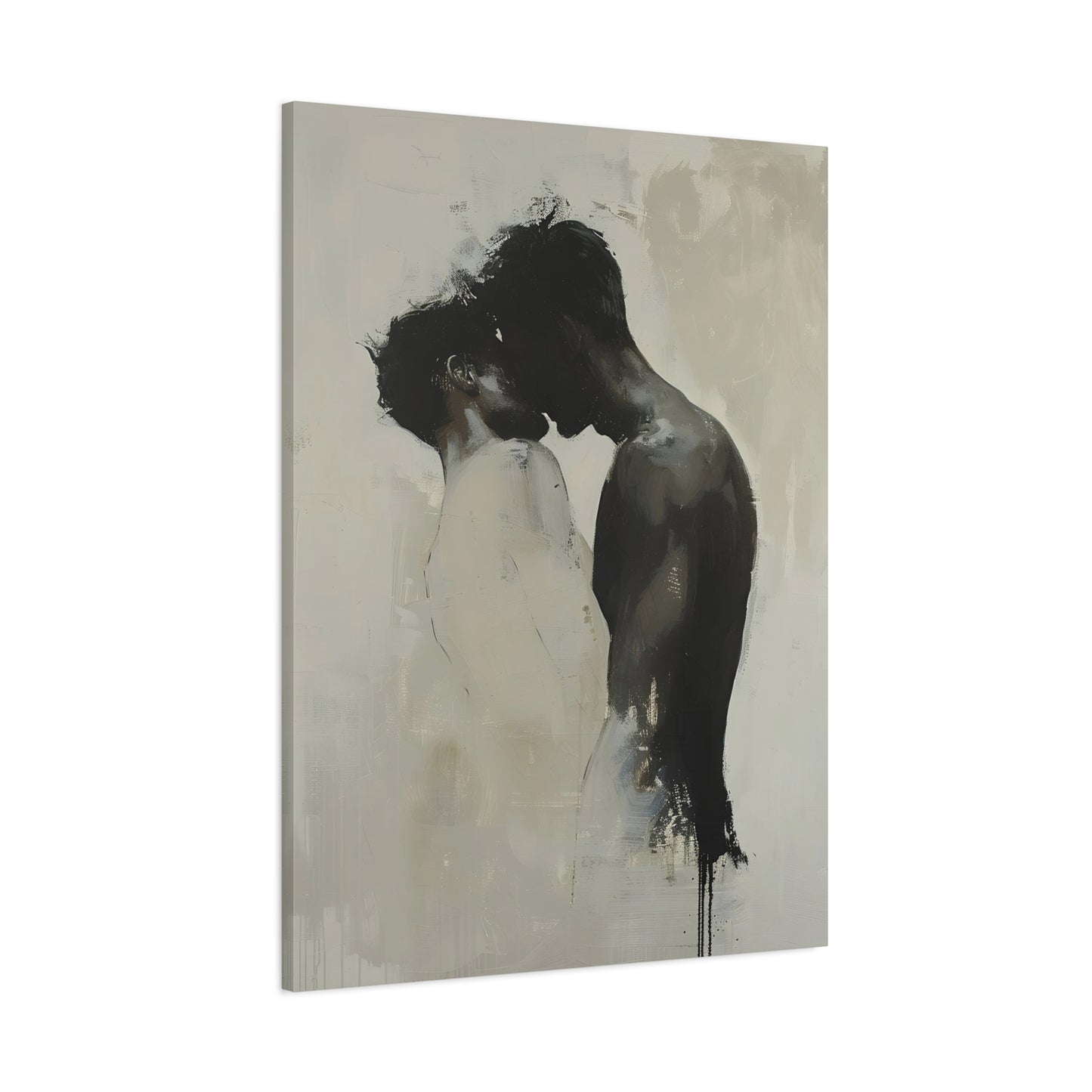 Abstract Gay Couple Kissing Painting Canvas Print