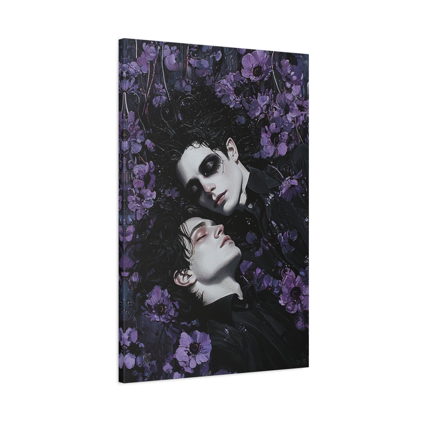 Vampire Lovers Gothic Gay Art - Canvas Wall Art Print for Dark Romantic Decor