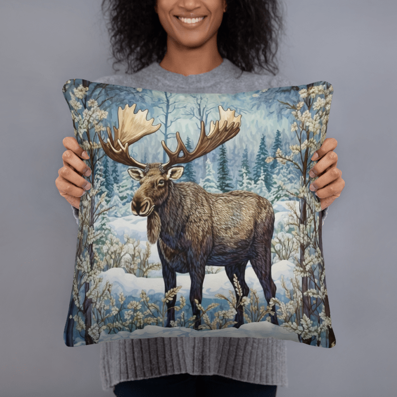 Moose Winter Forest Digital Art Download