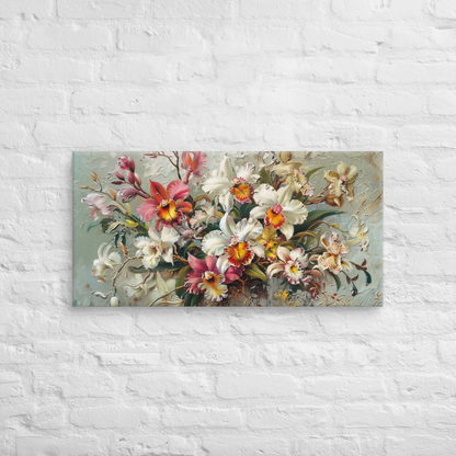 Wild Orchids Painting – 2:1 Ratio Gallery Wrapped Canvas Wall Art, Ready to Hang