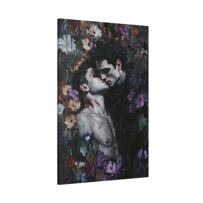 Gothic Gay Art Vampire Lovers Kissing Canvas Print Dark Romantic Decor