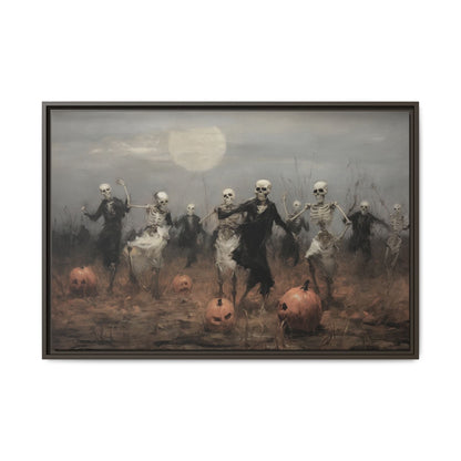 Skeleton Party in Pumpkin Patch – Canvas Wall Art