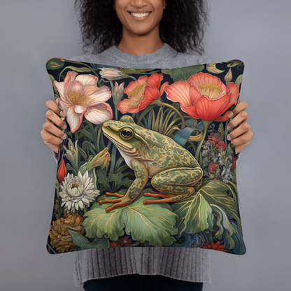 Frog Floral Pillow William Morris Inspired