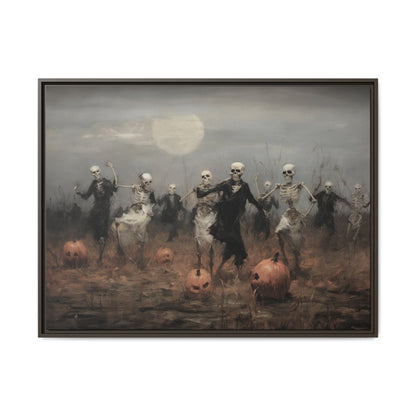 Skeleton Party in Pumpkin Patch – Canvas Wall Art