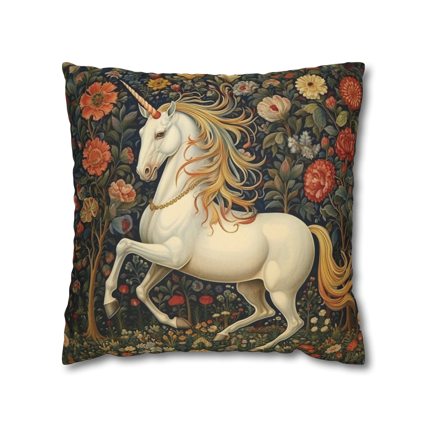 Unicorn Floral Garden William Morris Inspired Pillow