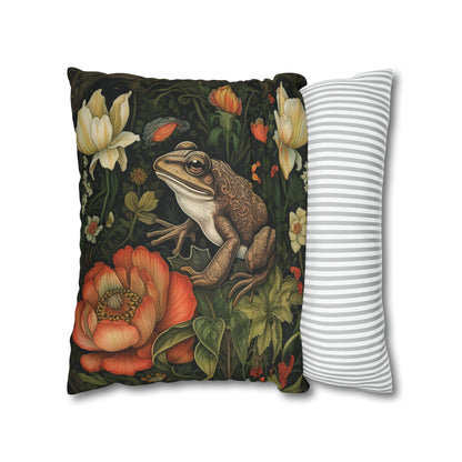 Frog in Floral Garden Pillow William Morris Inspired