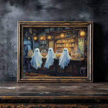 Cute Ghost Candy Shop – 5:4 Ratio Canvas Wall Art