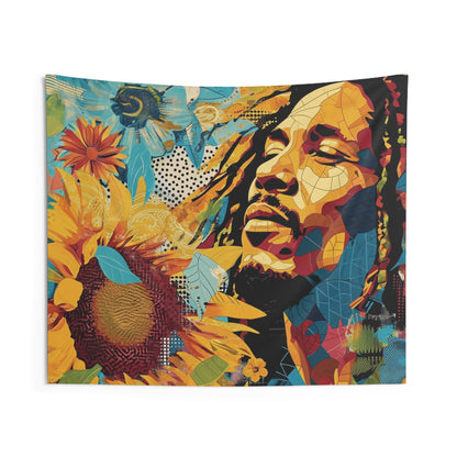 Bob Marley Portrait Collage Tapestry