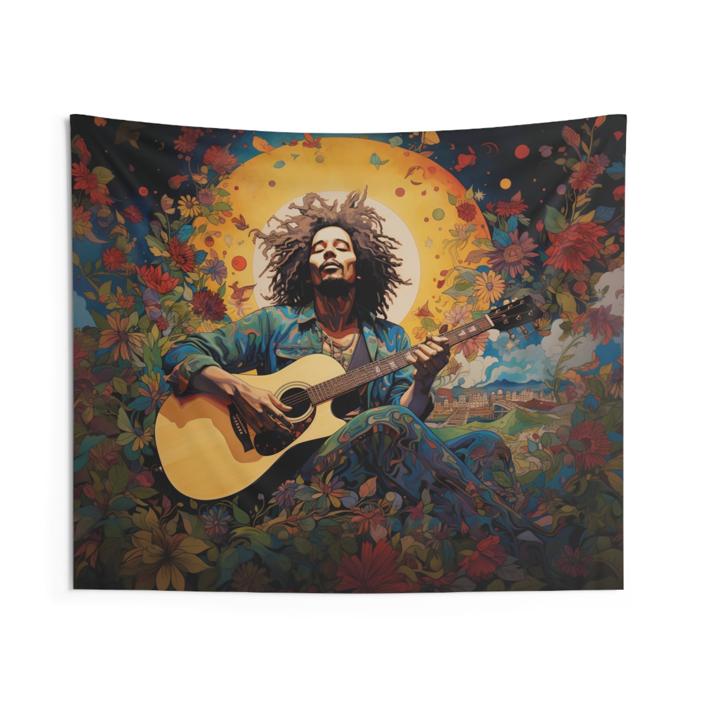 Reggae Music Collage Bob Marley Inspired Tapestry