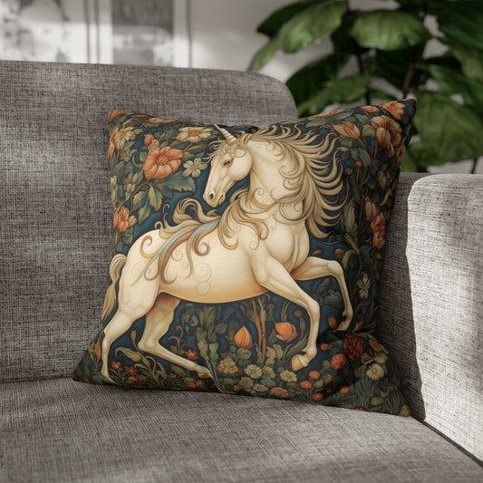 Unicorn Garden William Morris Inspired Floral Pillow