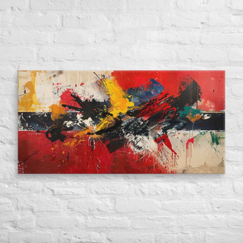 Color Abstract Painting | 2:1 Ratio Gallery Wrapped Canvas Wall Art, Ready to Hang