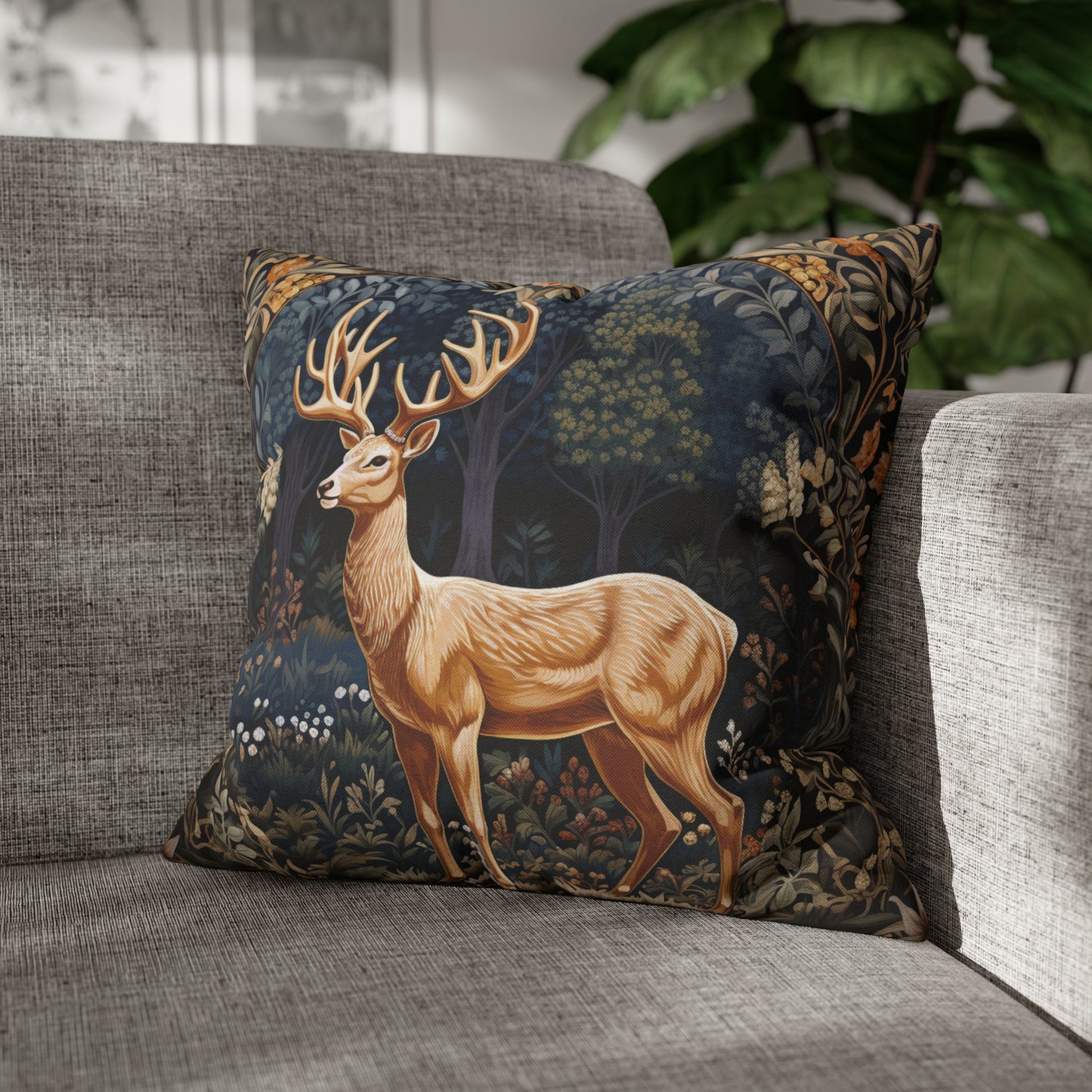Enchanted Woodland Deer Pillow