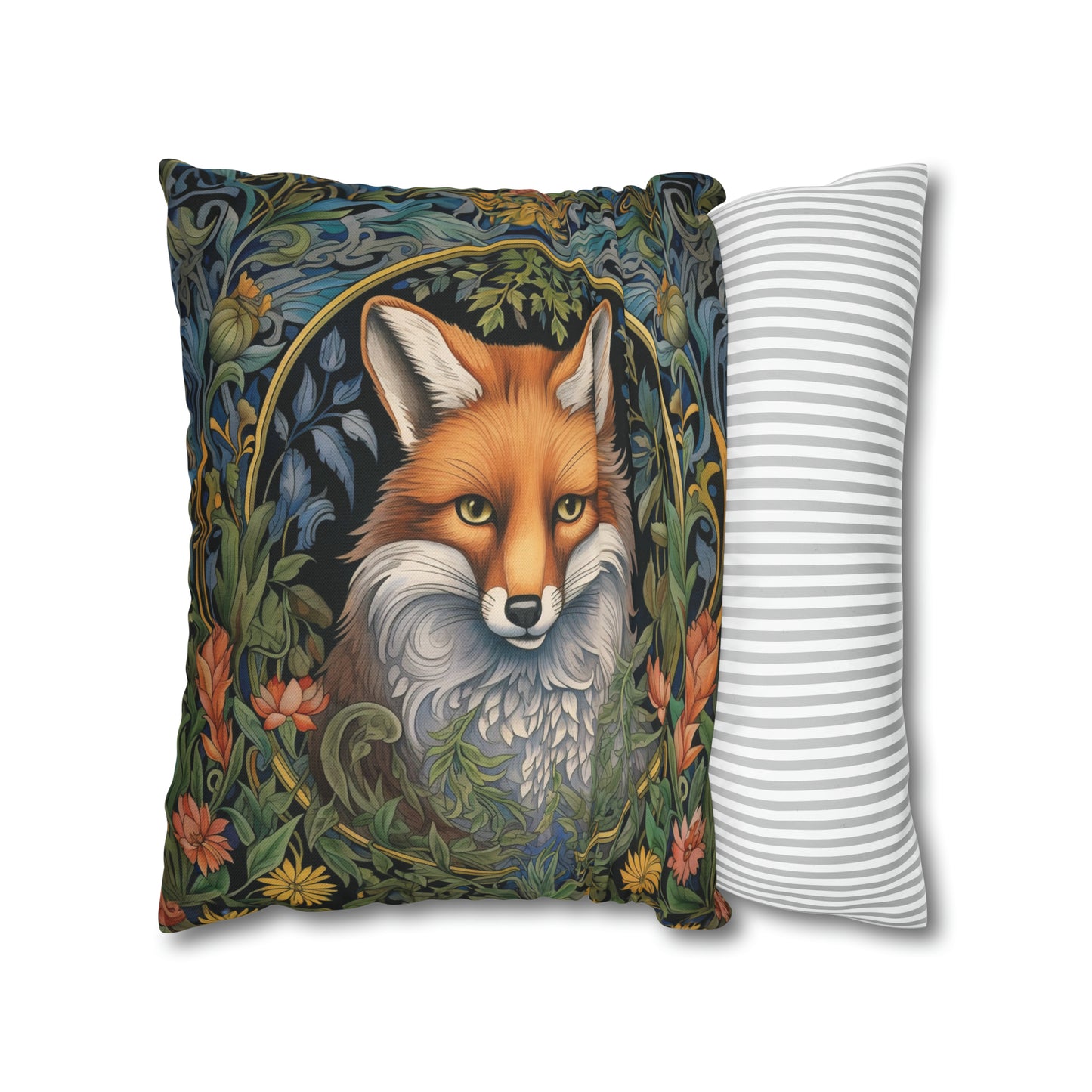 Victorian Floral Fox William Morris Inspired Accent Pillow and Case