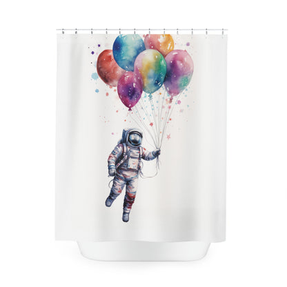 Rising Balloons Astronaut Shower Curtain