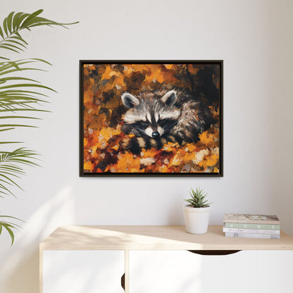 Sleeping Baby Raccoon in Autumn – 5:4 Ratio Canvas Wall Art