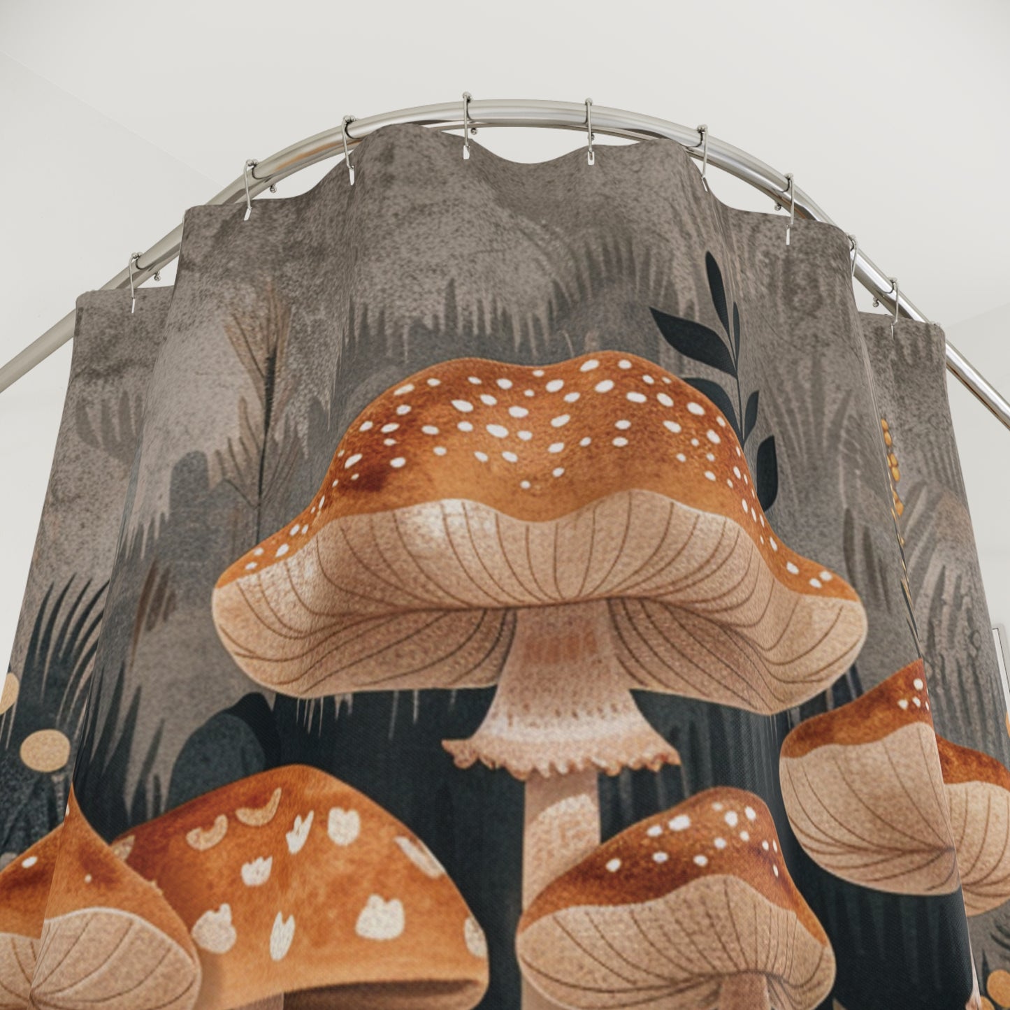 Retro Botanicals Mushroom Shower Curtain Boho Bathroom Decor