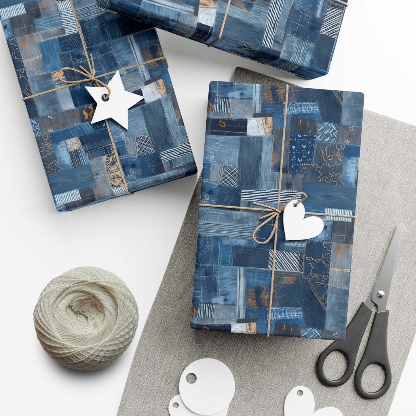 Denim Patchwork Pattern Gift Wrap Paper (1)