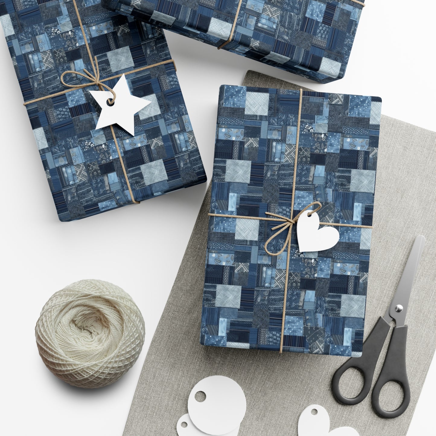 Denim Patchwork Pattern Gift Wrap Paper (2)
