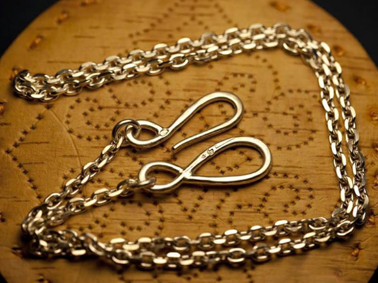 4.5mm 4mm Cornered Chain Fish Hook Clasp Sterling Silver Necklace