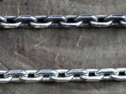 4.5mm 4mm Cornered Chain Fish Hook Clasp Sterling Silver Necklace