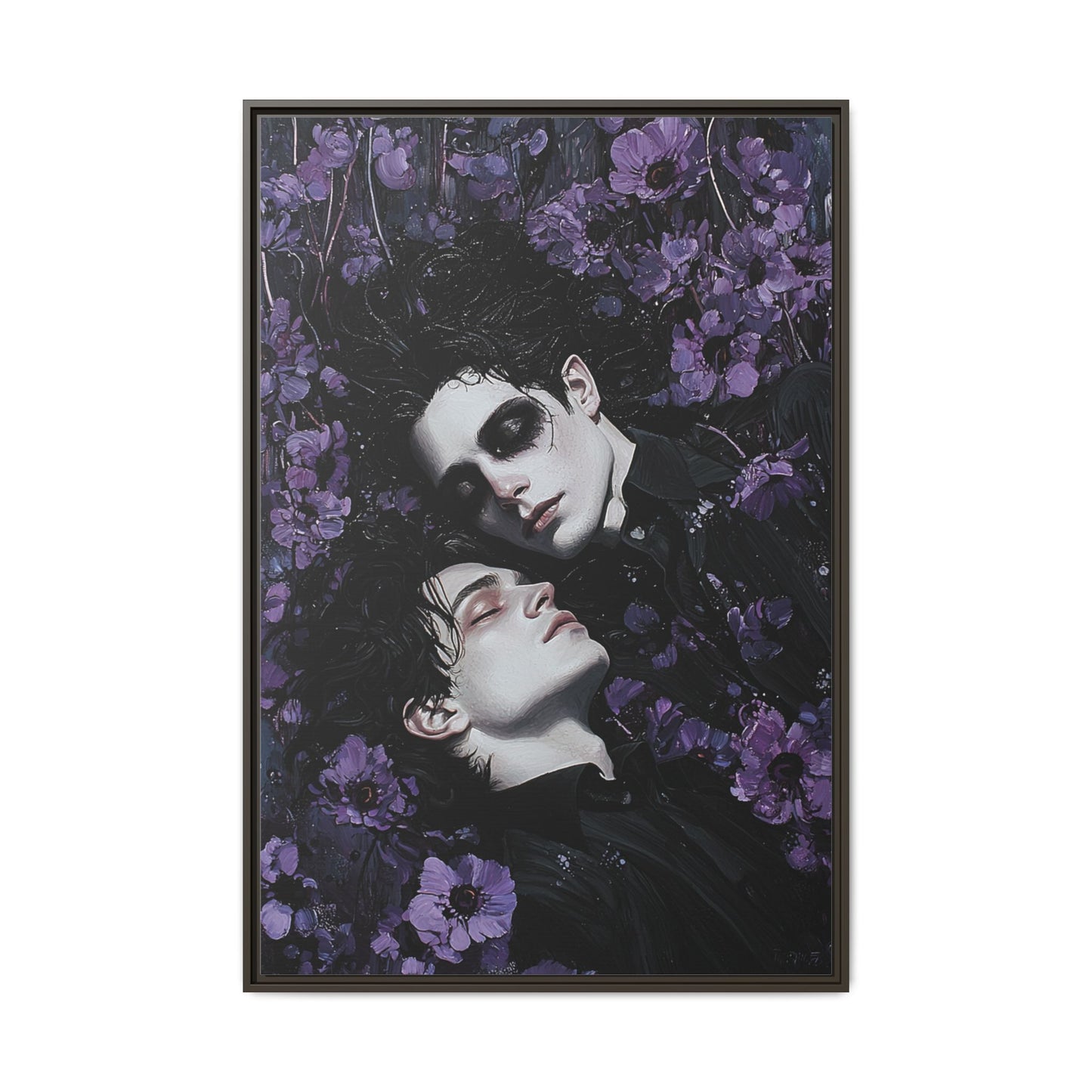 Vampire Lovers Gothic Gay Art - Canvas Wall Art Print for Dark Romantic Decor