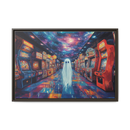 Cute Ghost in Arcade Game Store – Halloween Canvas Wall Art