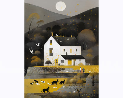 Landscape Illustration Black and Yellow Color Scheme  4K JPG X10
