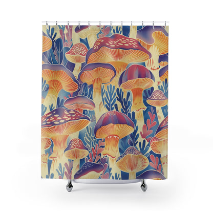 Abstract Mushroom Patterns Shower Curtain Bathroom Decor